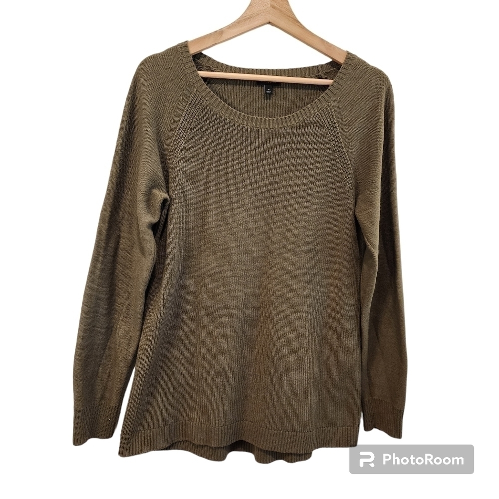Talbots Pullover Sweater Size M Long Sleeve Elbow Patch Minimalist Preppy